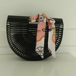 Black Bamboo clutch with scarf